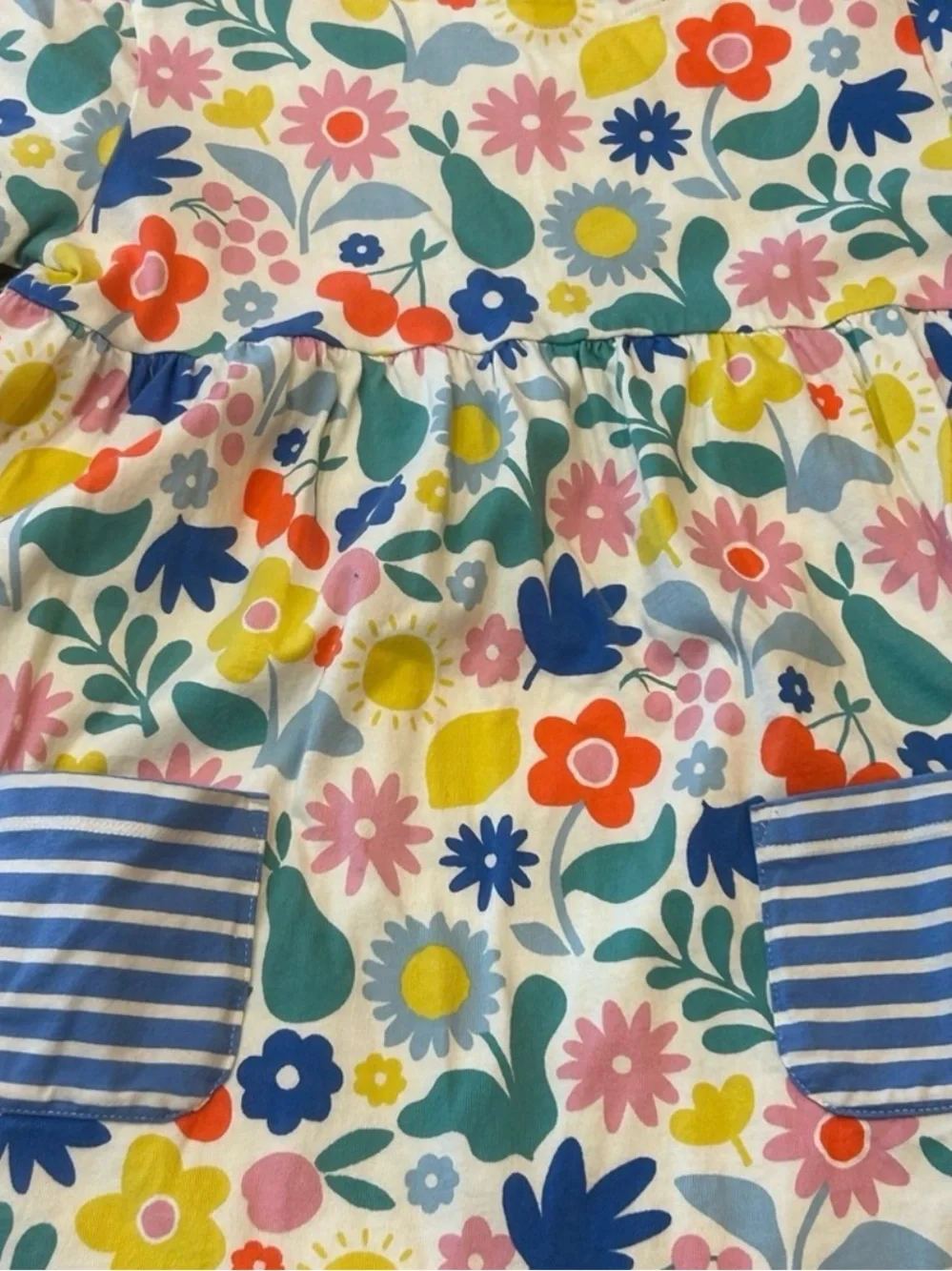 Mini Boden Floral Tunic and Blue Stripe Leggings Set - Multicolor & Blue 11-12Y
